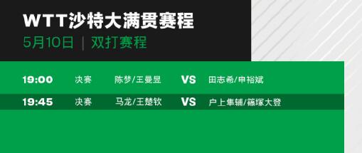 WTT沙特大满贯今天赛程直播时间表最新 5月10日国乒比赛对阵名单